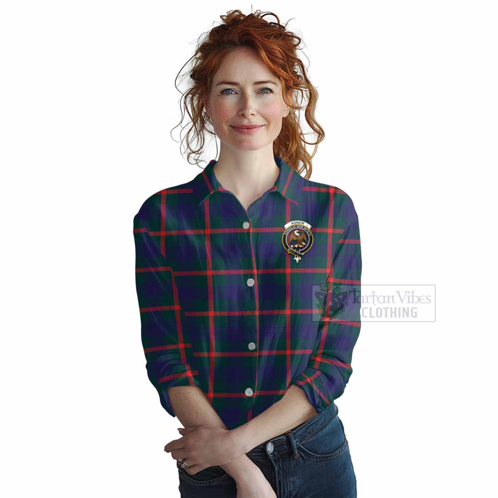 Tartan Vibes Clothing Agnew Tartan Women's Casual Shirt with Family Crest DNA In Me Style