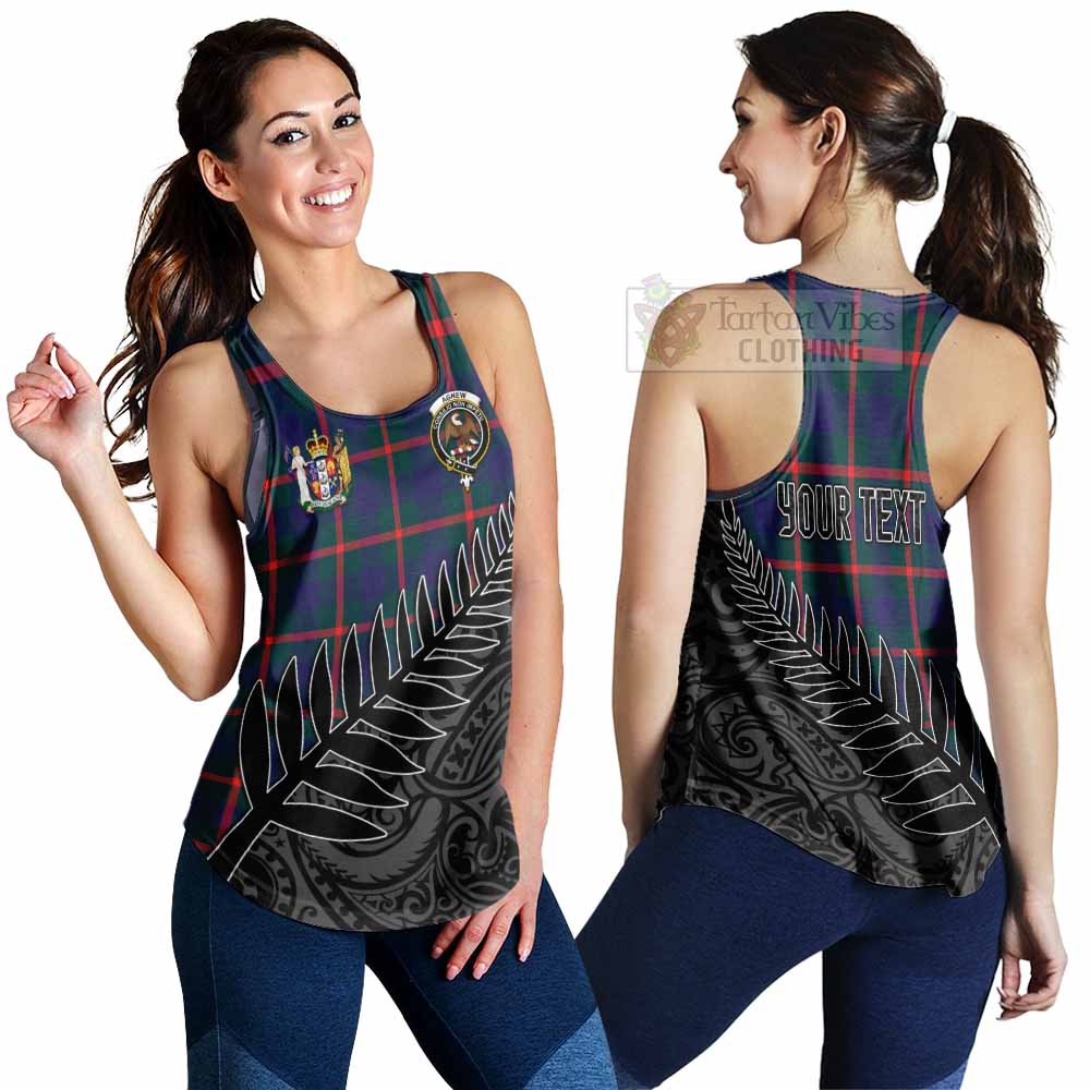 Tartan Vibes Clothing Agnew Crest Tartan Women's Racerback Tanks with New Zealand Silver Fern Half Style