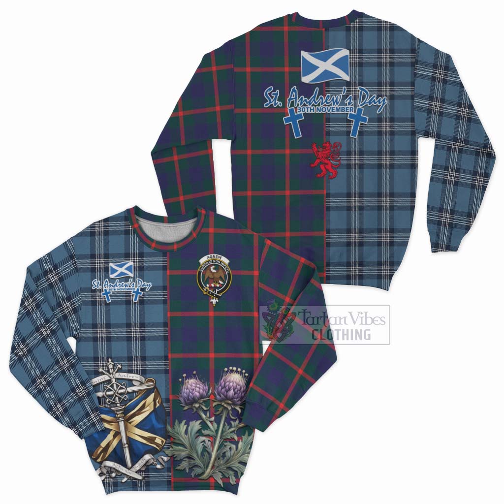 Tartan Vibes Clothing Agnew Tartan Sweatshirt Happy St. Andrew's Day Half Tartan Style