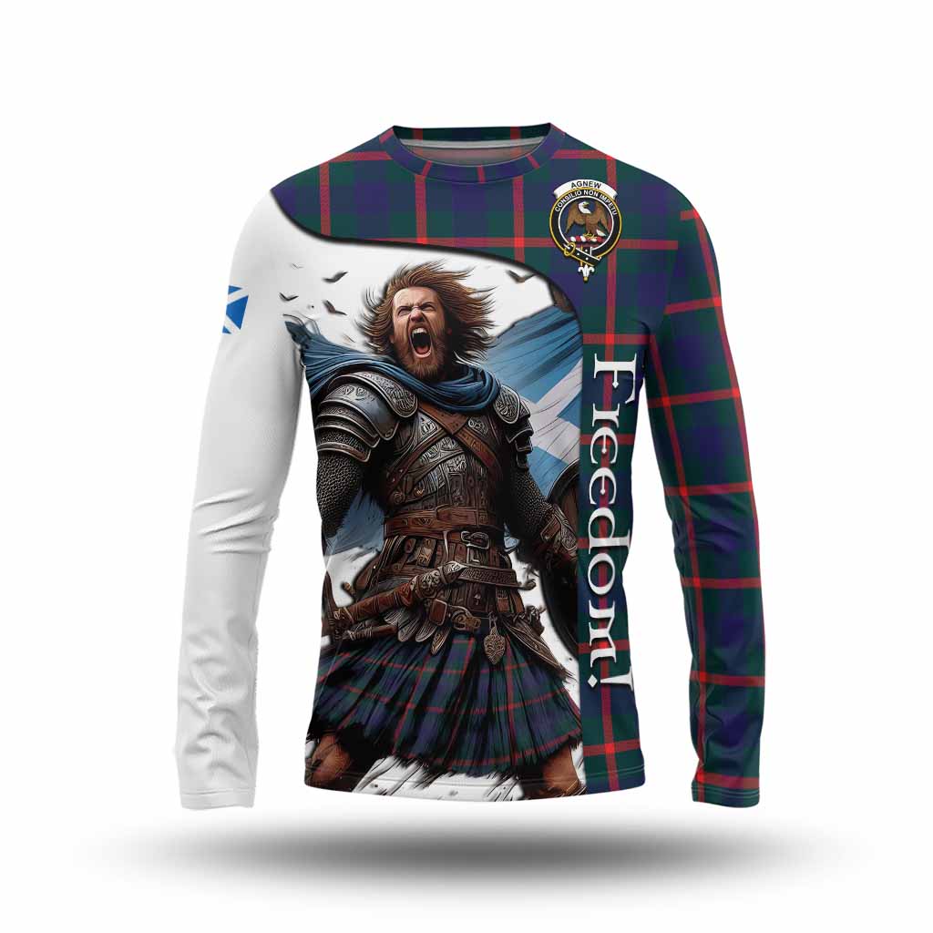 Tartan Vibes Clothing Agnew Crest Tartan Long Sleeve T-Shirt Inspired by the Freedom of Scottish Warrior