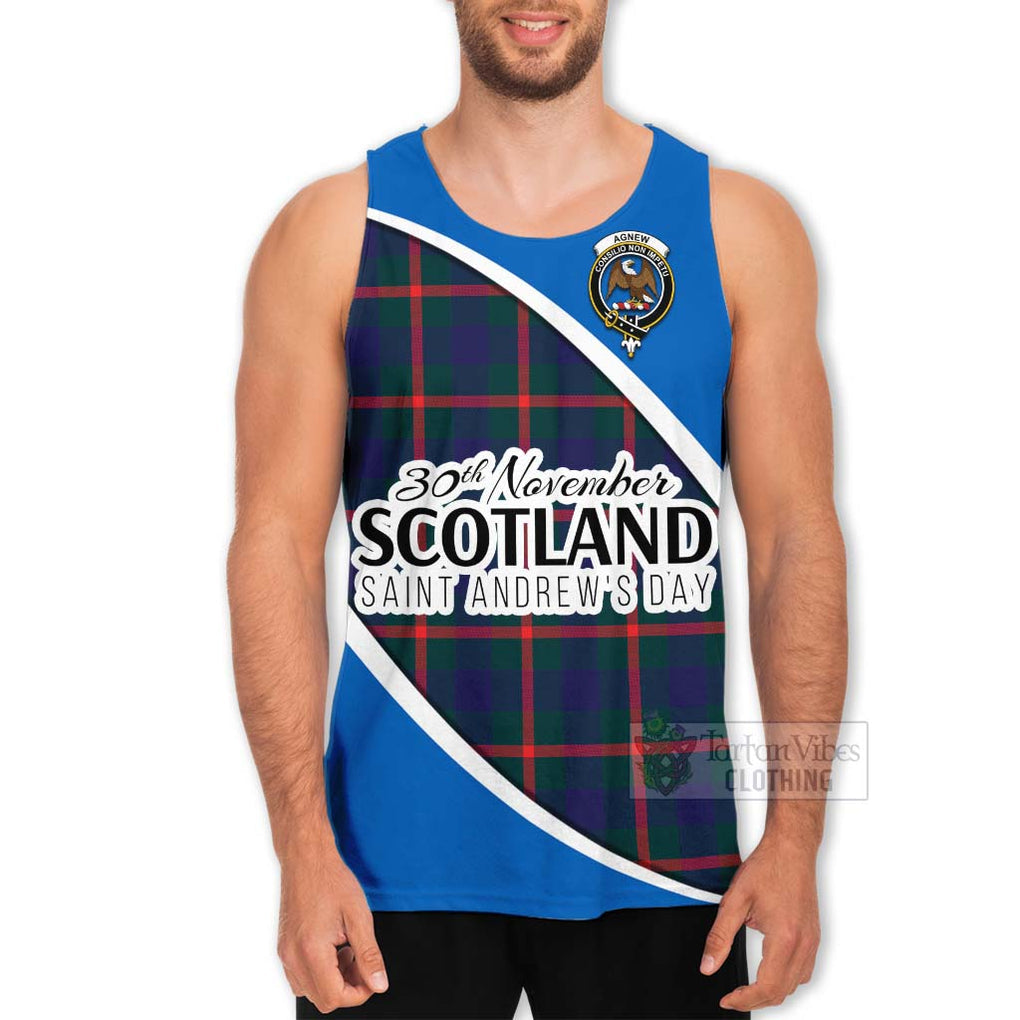 Tartan Vibes Clothing Agnew Family Crest Tartan Men's Tank Top Celebrate Saint Andrew's Day in Style