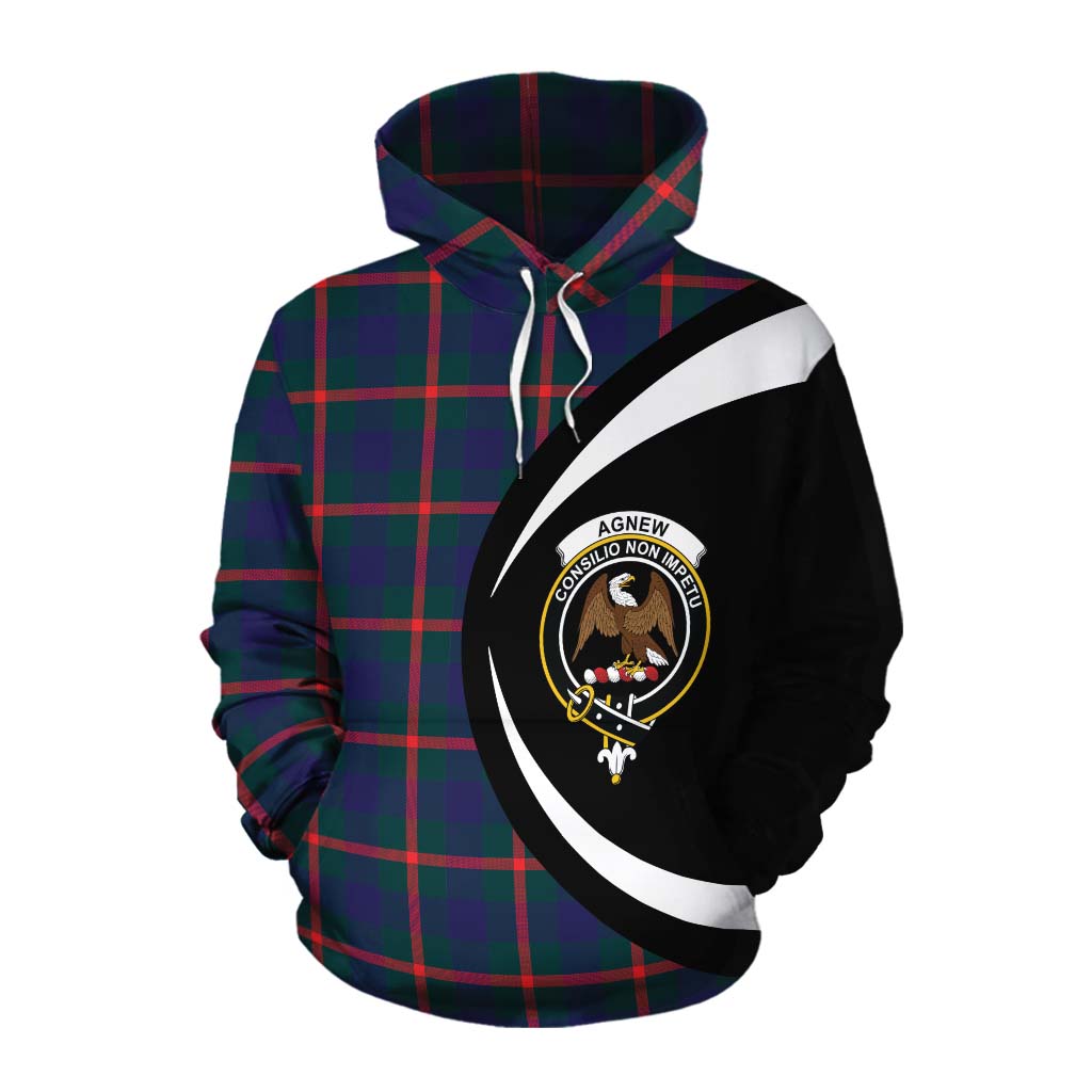 Tartan Vibes Clothing Agnew Tartan Cotton Hoodie with Family Crest Circle Style