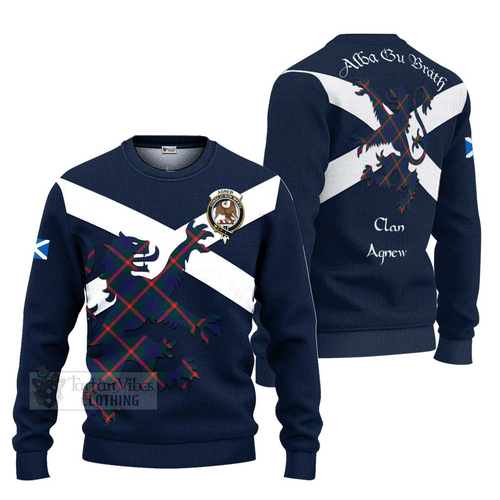 Tartan Vibes Clothing Agnew Tartan Lion Rampant Knitted Sweater – Proudly Display Your Heritage with Alba Gu Brath and Clan Name