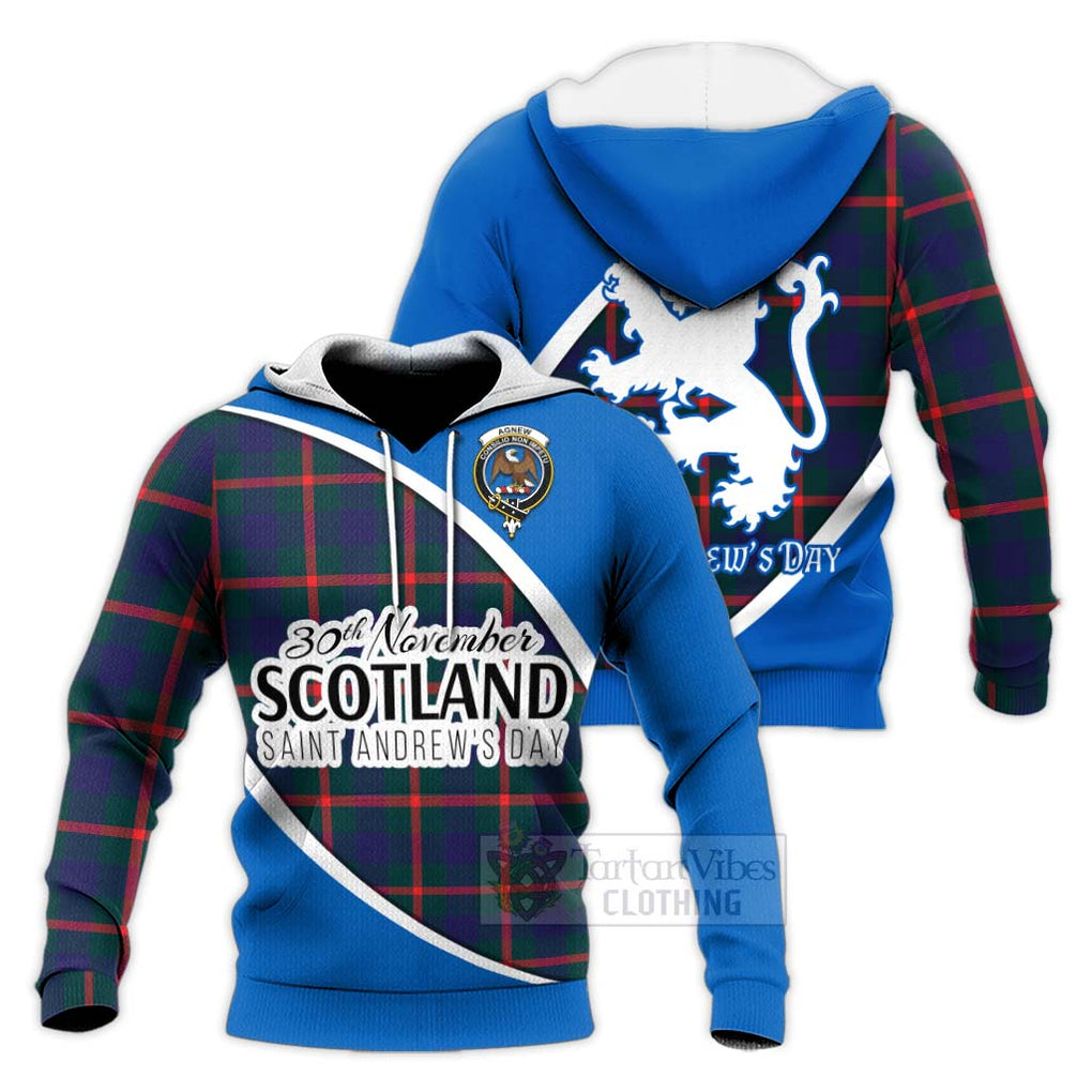 Tartan Vibes Clothing Agnew Family Crest Tartan Knitted Hoodie Celebrate Saint Andrew's Day in Style