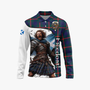 Agnew Crest Tartan Long Sleeve Polo Shirt Inspired by the Freedom of Scottish Warrior