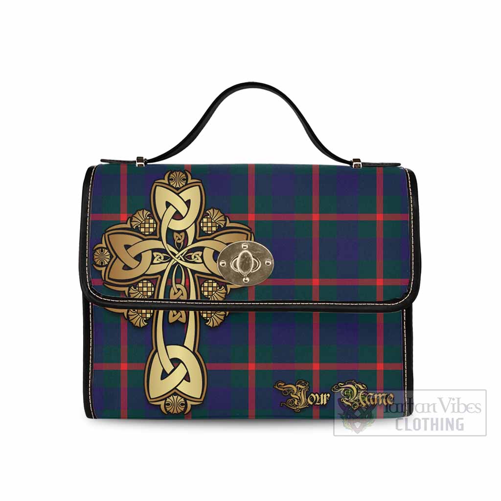 Tartan Vibes Clothing Agnew Tartan Waterproof Canvas Bag Golden Thistle Celtic Cross Style