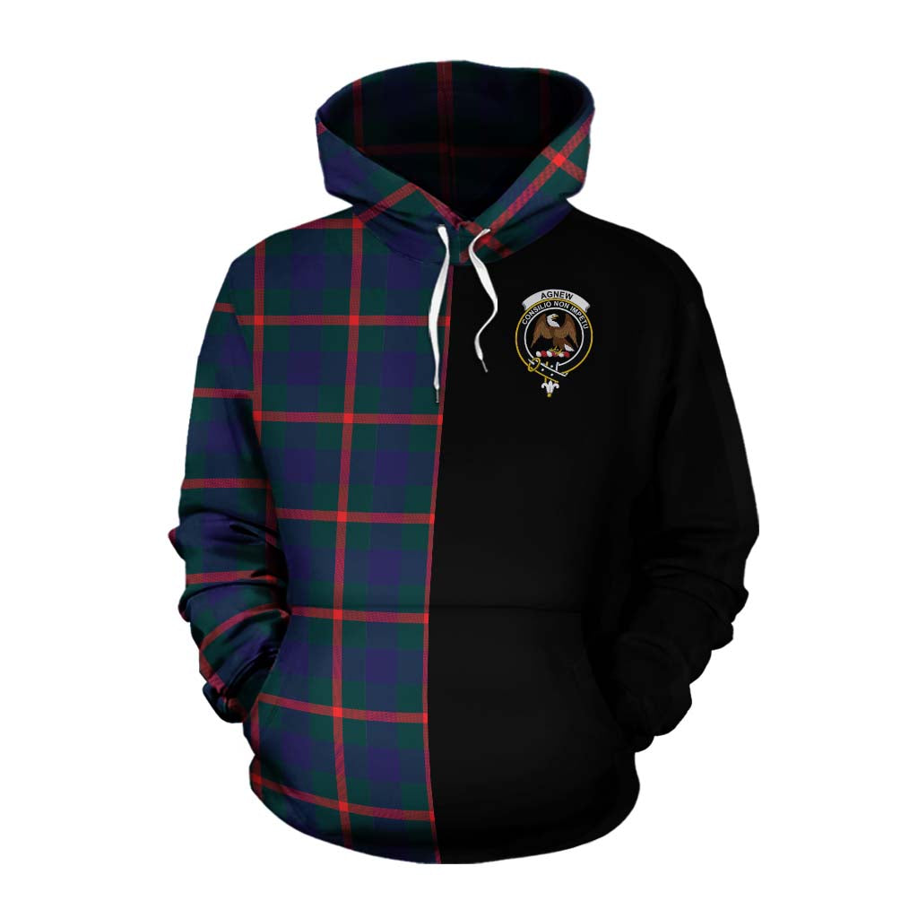 Tartan Vibes Clothing Agnew Tartan Cotton Hoodie with Family Crest and Half Of Me Style