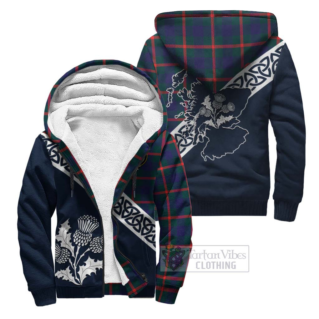 Tartan Vibes Clothing Agnew Tartan Sherpa Hoodie Featuring Thistle and Scotland Map