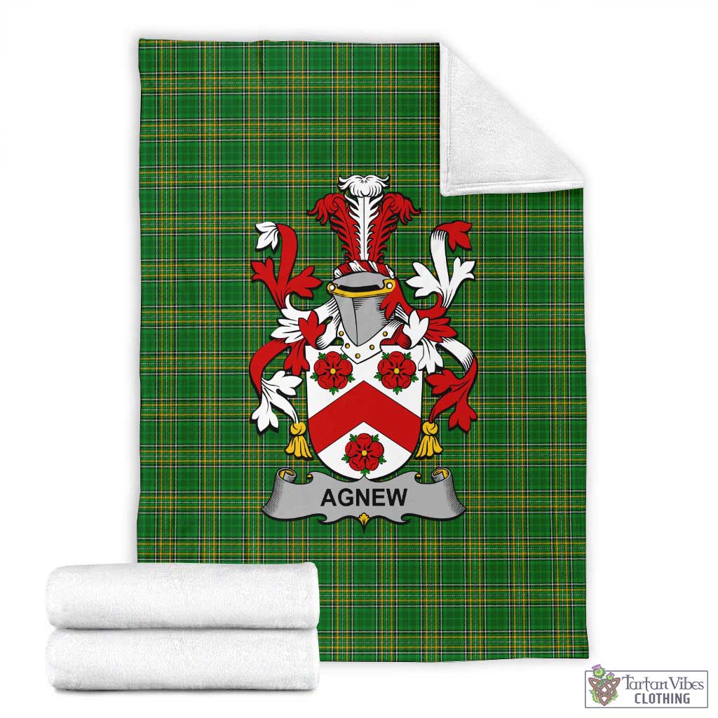 Tartan Vibes Clothing Agnew Irish Clan Tartan Blanket with Coat of Arms