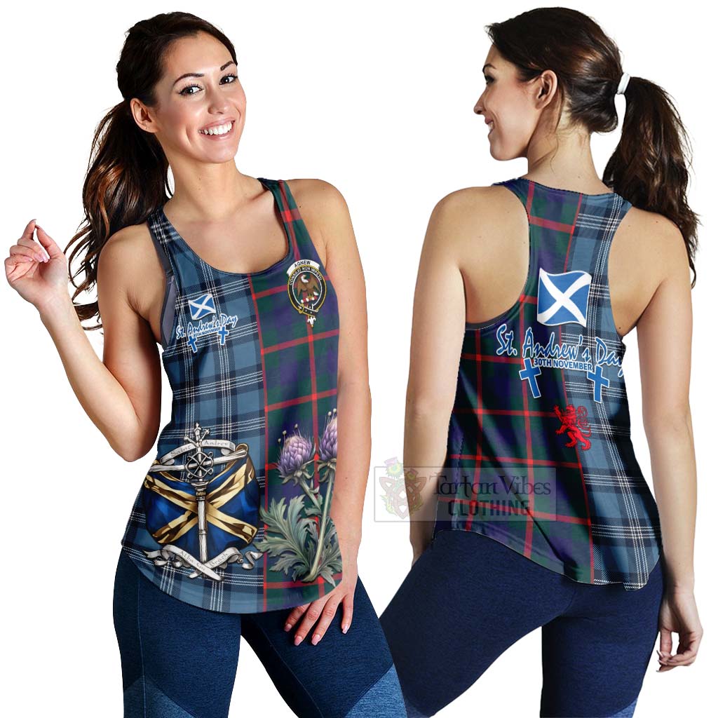 Tartan Vibes Clothing Agnew Tartan Women's Racerback Tanks Happy St. Andrew's Day Half Tartan Style