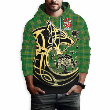 Agnew Irish Tartan Hoodie with Coat of Arms Celtic Wolf Style