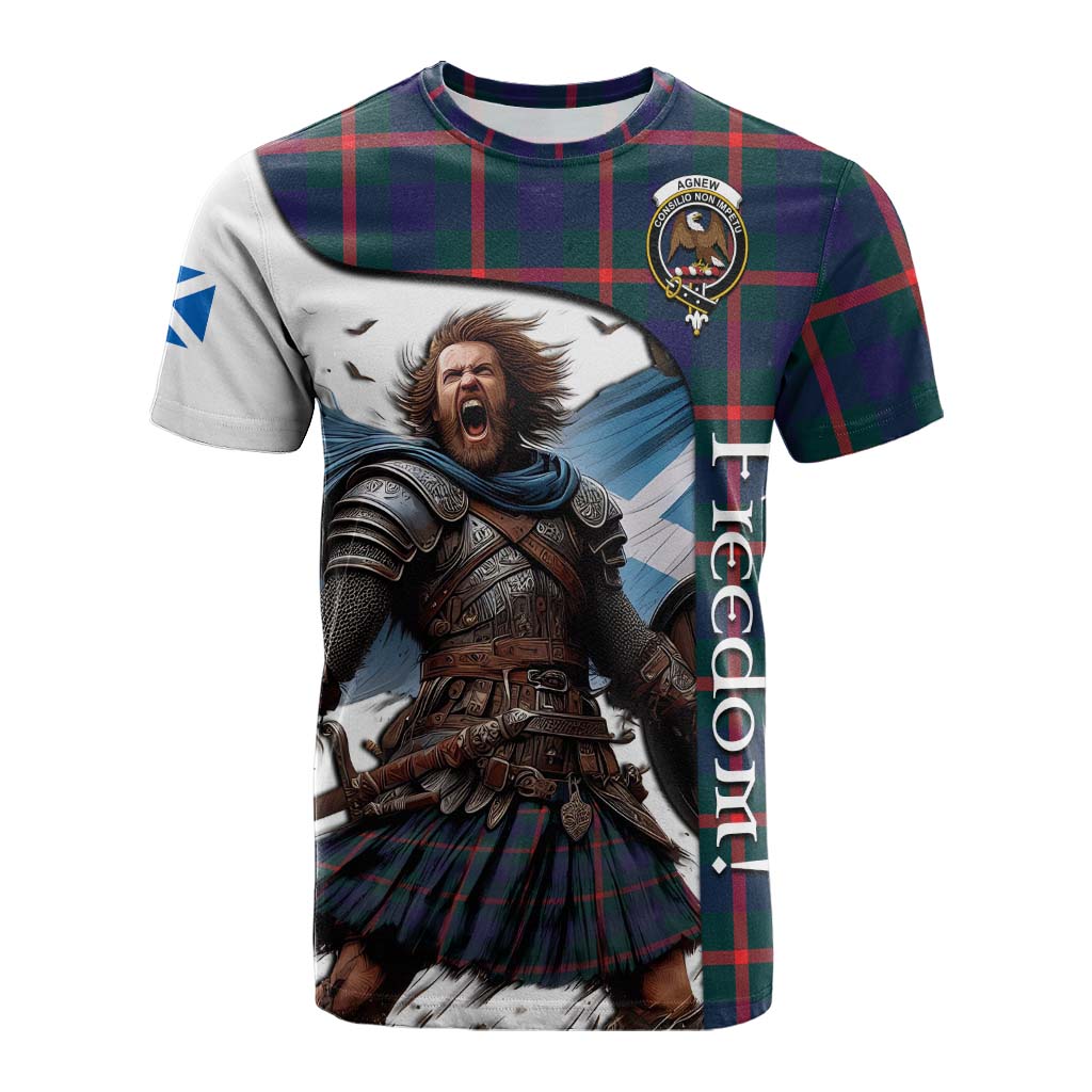 Tartan Vibes Clothing Agnew Crest Tartan Cotton T-shirt Inspired by the Freedom of Scottish Warrior