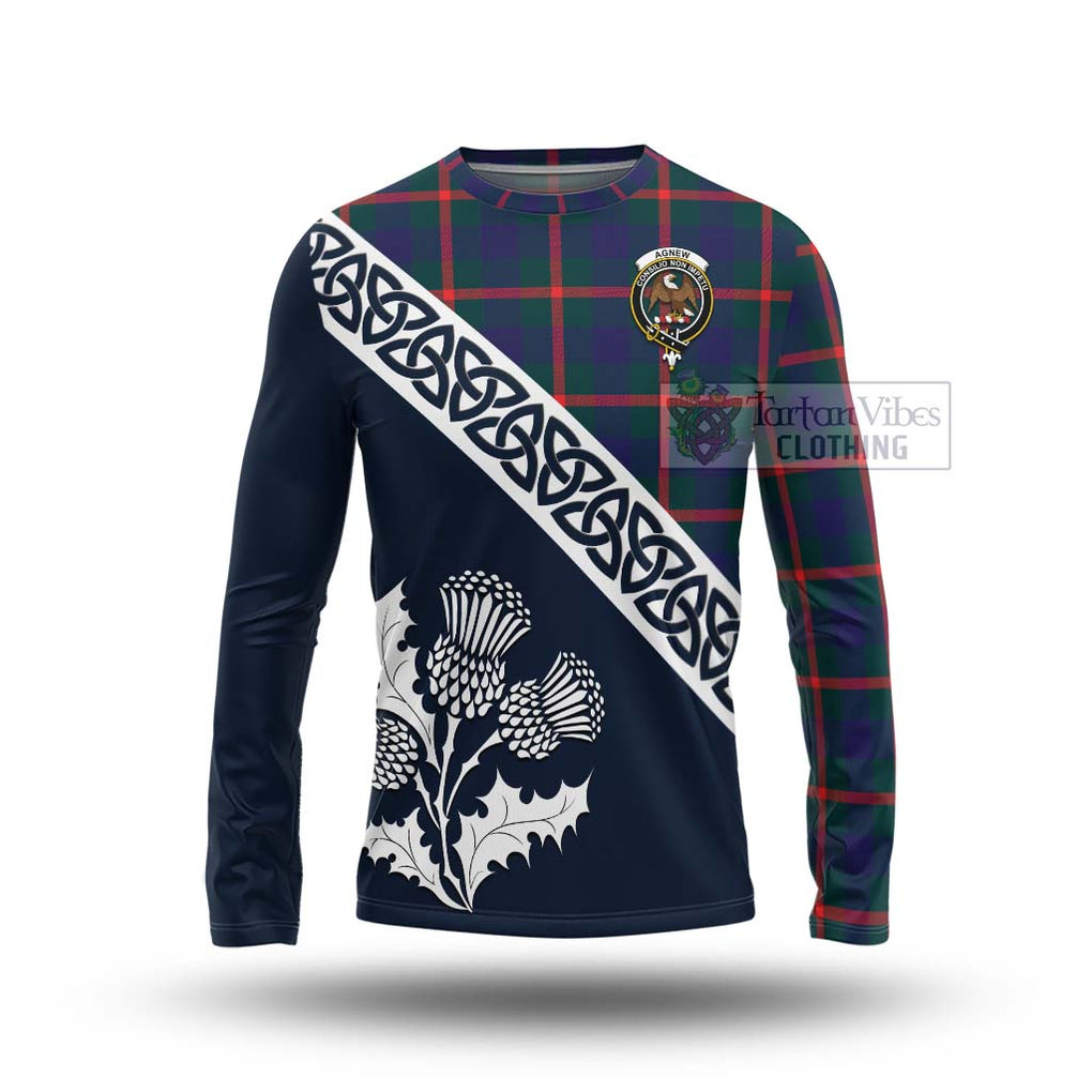 Agnew Tartan Long Sleeve T-Shirt Featuring Thistle and Scotland Map Unisex - Tartan Vibes Clothing