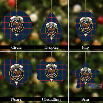 Agnew Tartan Christmas Aluminium Ornament with Family Crest