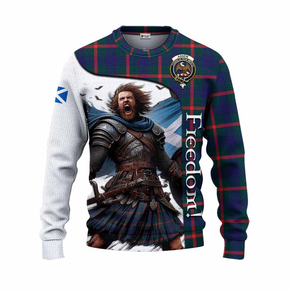 Tartan Vibes Clothing Agnew Crest Tartan Knitted Sweater Inspired by the Freedom of Scottish Warrior