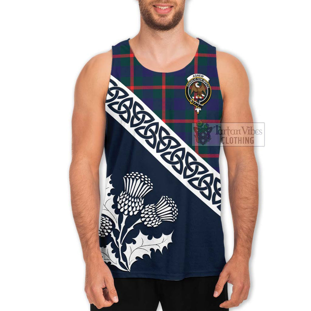 Tartan Vibes Clothing Agnew Tartan Men's Tank Top Featuring Thistle and Scotland Map