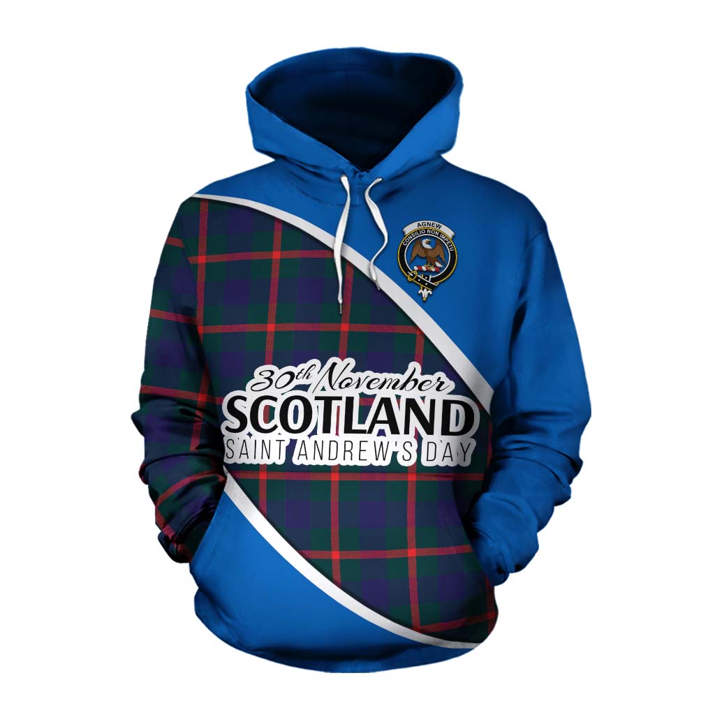 Tartan Vibes Clothing Agnew Family Crest Tartan Cotton Hoodie Celebrate Saint Andrew's Day in Style