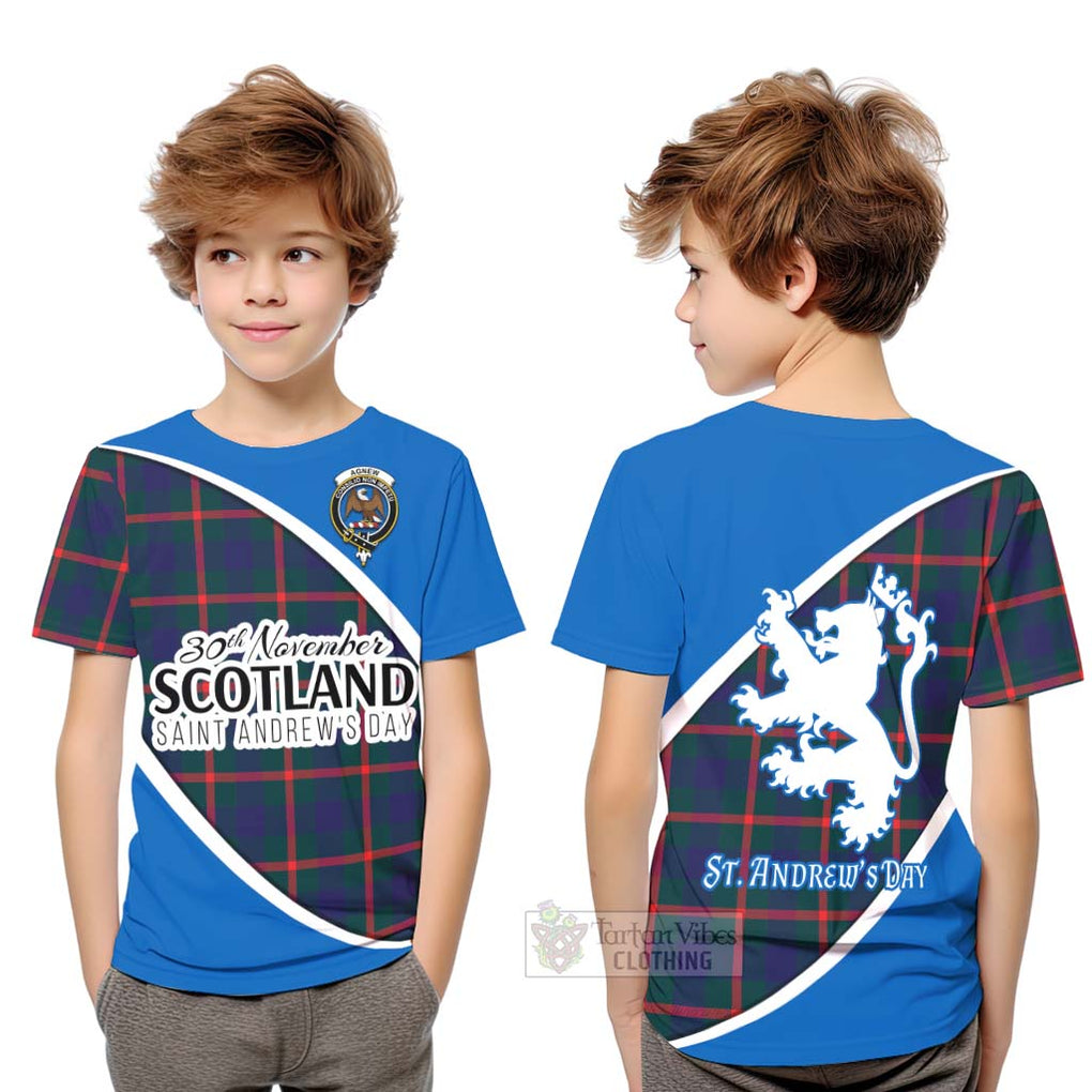 Tartan Vibes Clothing Agnew Family Crest Tartan Kid T-Shirt Celebrate Saint Andrew's Day in Style