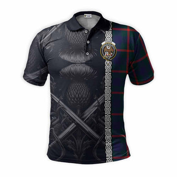 Agnew Tartan Polo Shirt with Family Crest Cross Sword Thistle Celtic Vibes