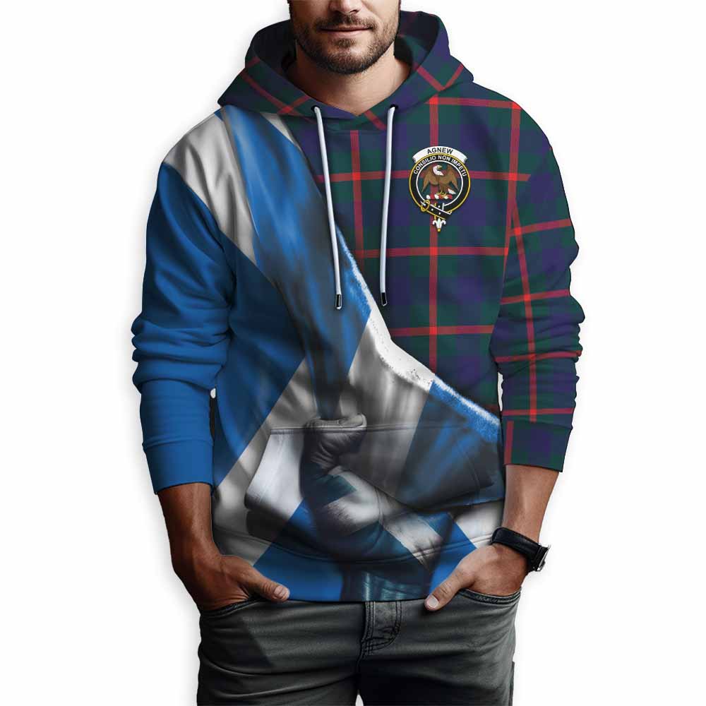 Tartan Vibes Clothing Agnew Tartan Hoodie with Family Crest Scotland Patriotic Style