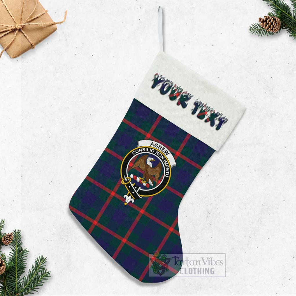 Tartan Vibes Clothing Agnew Tartan Family Crest Christmas Stocking with Personalized Text