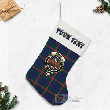 Agnew Tartan Family Crest Christmas Stocking with Personalized Text