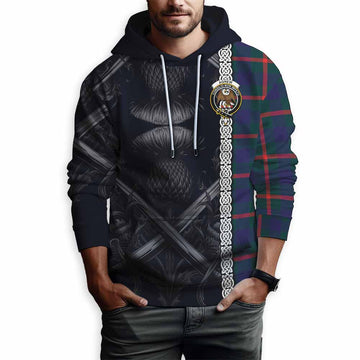 Agnew Tartan Hoodie with Family Crest Cross Sword Thistle Celtic Vibes