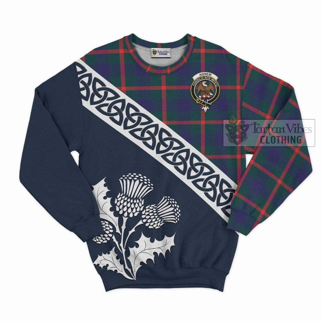 Tartan Vibes Clothing Agnew Tartan Sweatshirt Featuring Thistle and Scotland Map