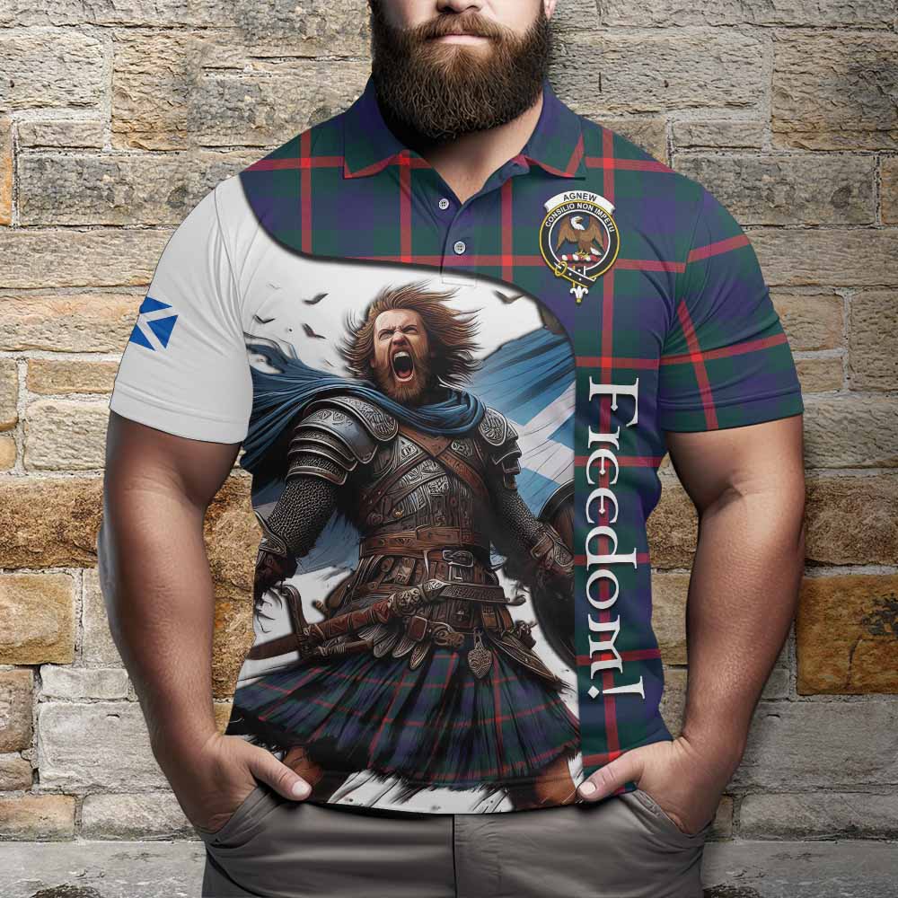 Tartan Vibes Clothing Agnew Crest Tartan Polo Shirt Inspired by the Freedom of Scottish Warrior