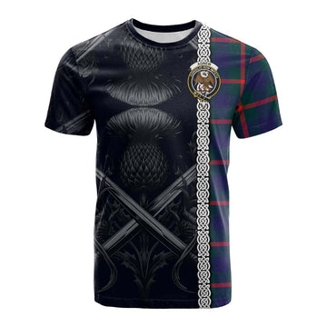 Agnew Tartan Cotton T-shirt with Family Crest Cross Sword Thistle Celtic Vibes