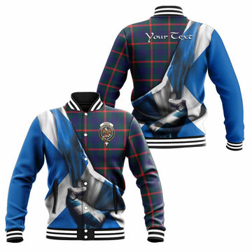 Agnew Tartan Baseball Jacket with Family Crest Scotland Patriotic Style