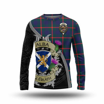 Agnew Tartan Family Crest Long Sleeve T-Shirt Lion Rampant Royal Thistle Shield Celtic Inspired Unisex - Tartan Vibes Clothing