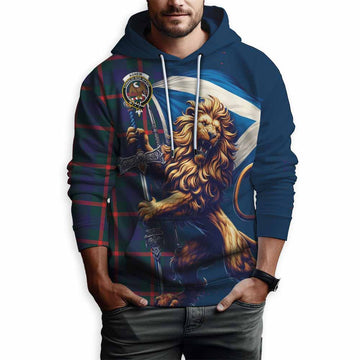 Agnew Tartan Family Crest Hoodie with Scottish Majestic Lion