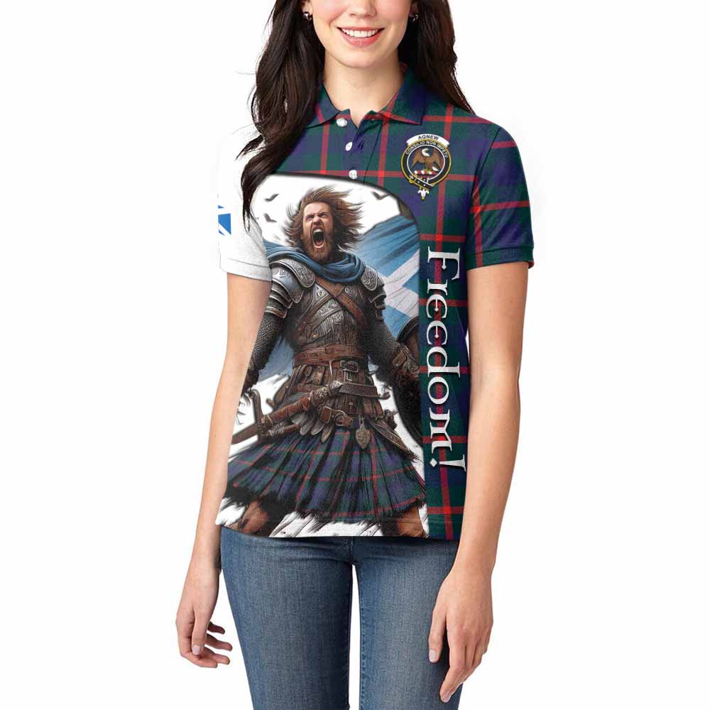 Tartan Vibes Clothing Agnew Crest Tartan Women's Polo Shirt Inspired by the Freedom of Scottish Warrior