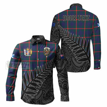 Agnew Crest Tartan Long Sleeve Button Shirt with New Zealand Silver Fern Half Style