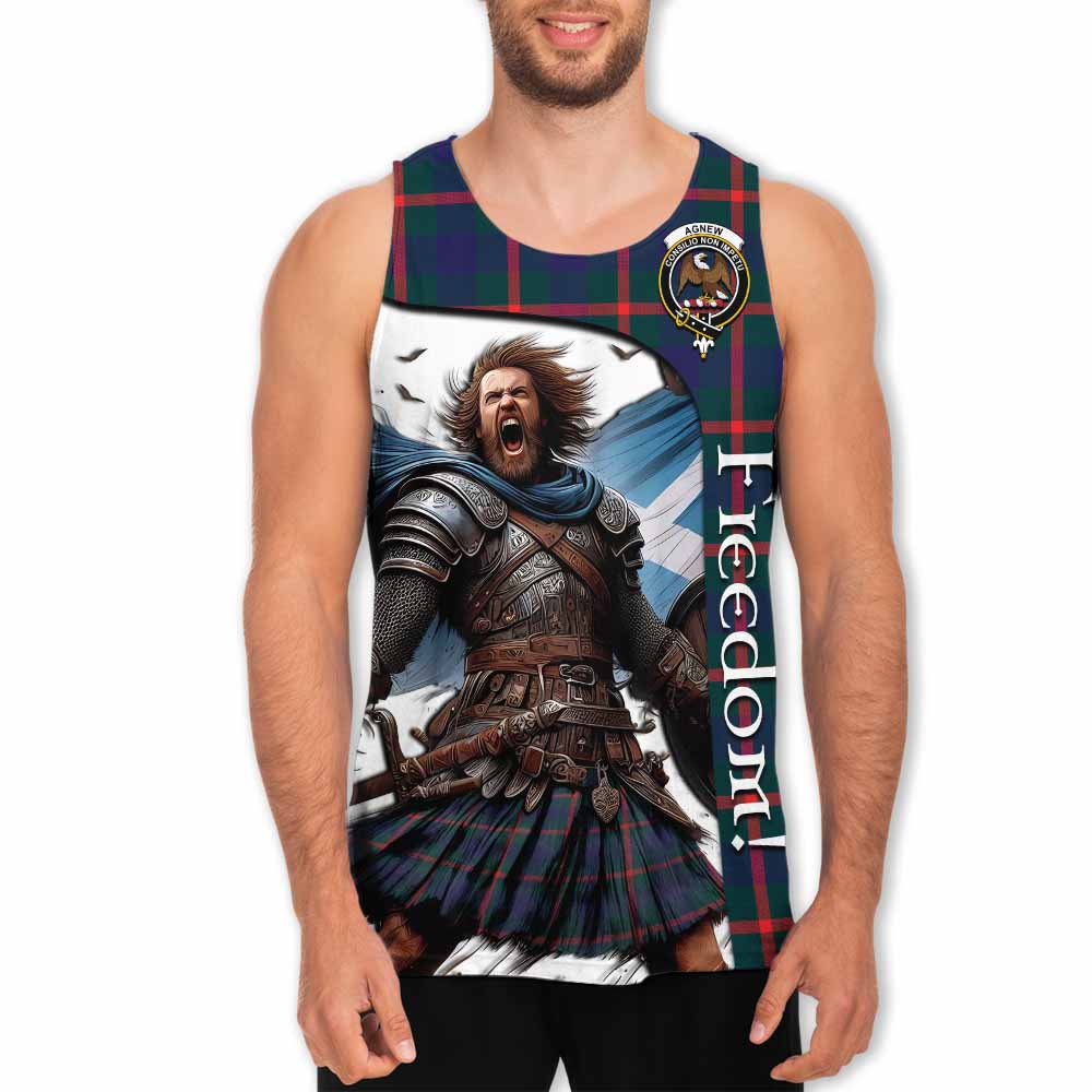 Tartan Vibes Clothing Agnew Crest Tartan Men's Tank Top Inspired by the Freedom of Scottish Warrior