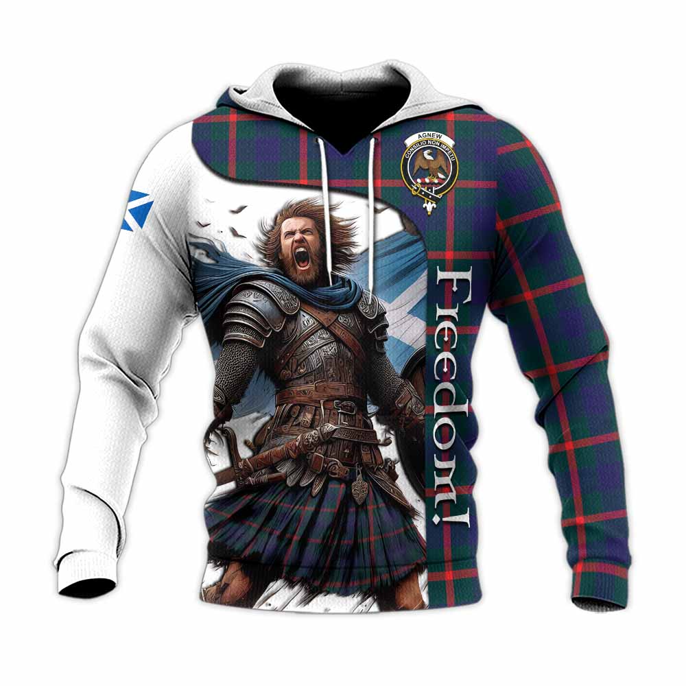 Tartan Vibes Clothing Agnew Crest Tartan Knitted Hoodie Inspired by the Freedom of Scottish Warrior