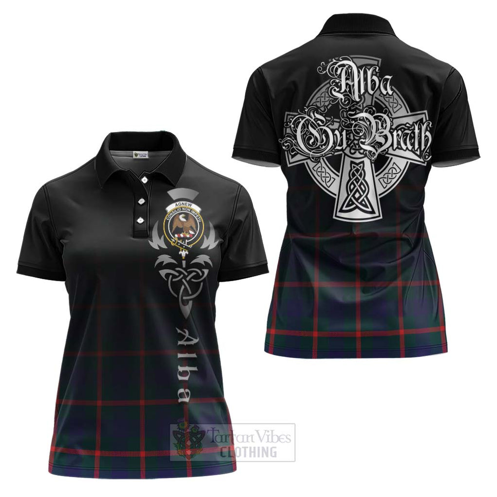 Tartan Vibes Clothing Agnew Tartan Women's Polo Shirt Featuring Alba Gu Brath Family Crest Celtic Inspired