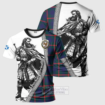 Agnew Tartan Clan Crest T-Shirt with Highlander Warrior Celtic Style