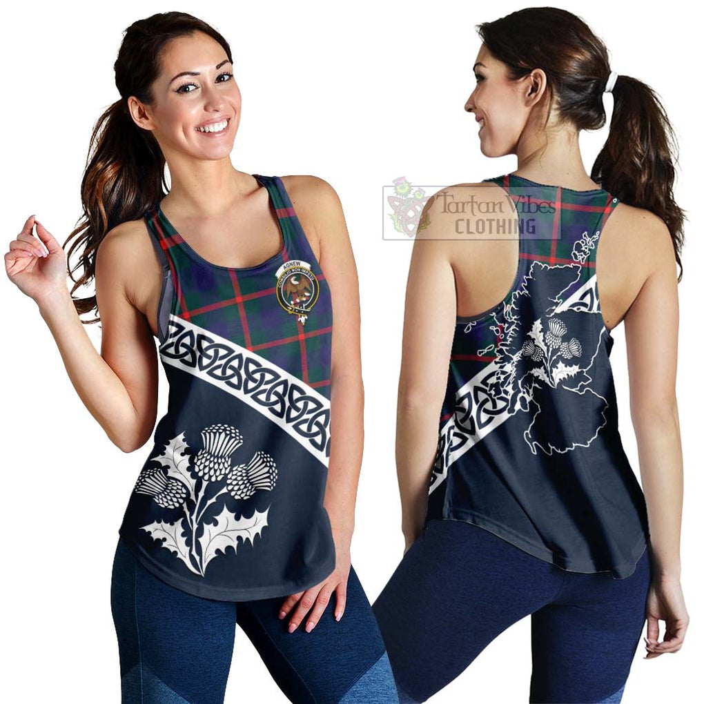 Tartan Vibes Clothing Agnew Tartan Women's Racerback Tanks Featuring Thistle and Scotland Map