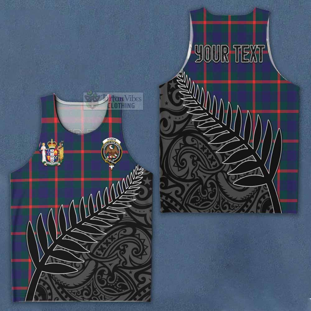 Tartan Vibes Clothing Agnew Crest Tartan Men's Tank Top with New Zealand Silver Fern Half Style