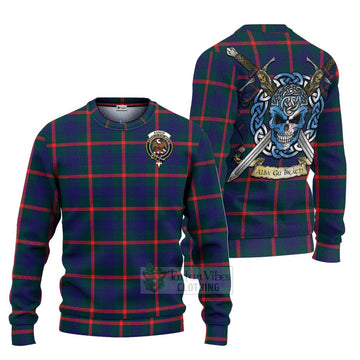 Agnew Tartan Ugly Sweater with Family Crest Celtic Skull Style