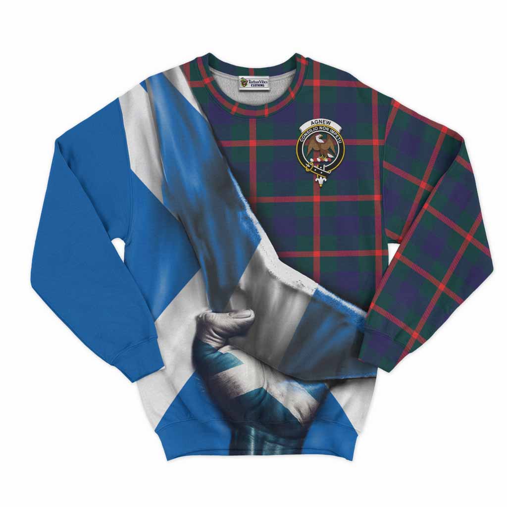 Tartan Vibes Clothing Agnew Tartan Sweatshirt with Family Crest Scotland Patriotic Style