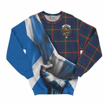 Agnew Tartan Sweatshirt with Family Crest Scotland Patriotic Style