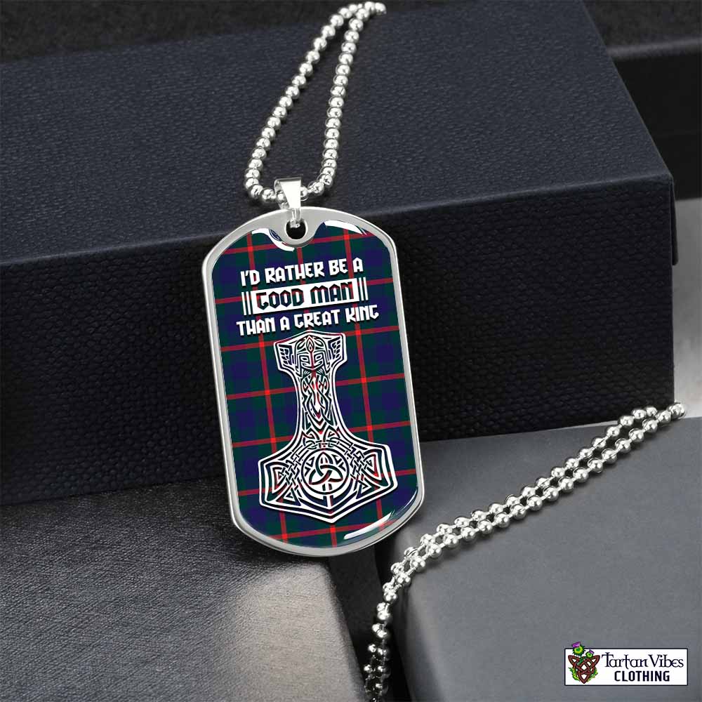 Tartan Vibes Clothing Agnew Tartan Dog Tag Necklace Viking Mjolnir Style