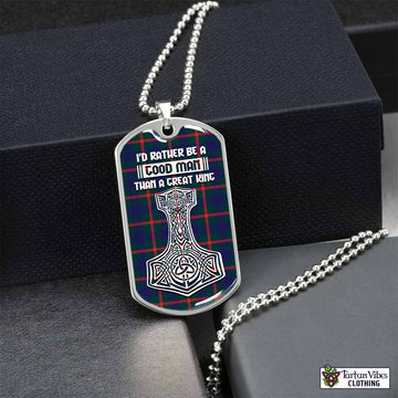 Agnew Tartan Dog Tag Necklace Viking Mjolnir Style