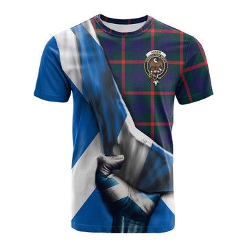 Agnew Tartan Cotton T-shirt with Family Crest Scotland Patriotic Style