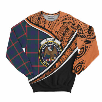 Agnew Crest Tartan Sweatshirt with Polynesian Vibes Style - Orange Version