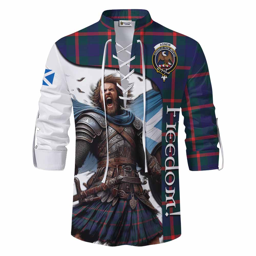 Tartan Vibes Clothing Agnew Crest Tartan Ghillie Kilt Shirt Inspired by the Freedom of Scottish Warrior