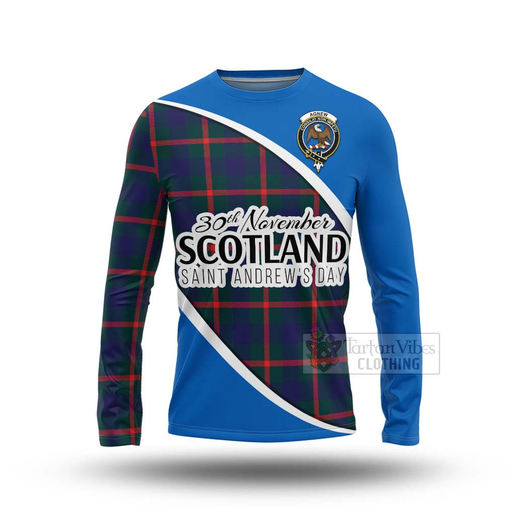 Tartan Vibes Clothing Agnew Family Crest Tartan Long Sleeve T-Shirt Celebrate Saint Andrew's Day in Style